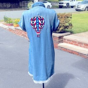 Denim women’s dress with Hot Air Balloon Design